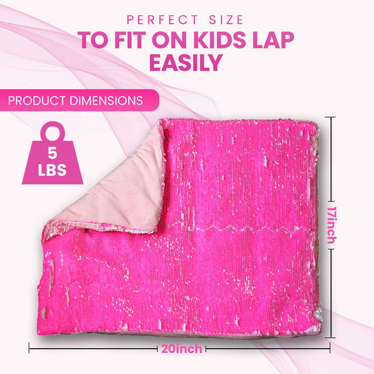 Weighted Lap Pad for Kids - 5lb Calming Sensory Lap Blanket with Sequin Flip Fabric for Tactile Stimulation Engagement - Promotes Comfort Focus and Relaxation