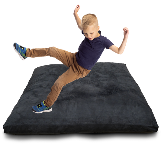 Crash Pad for Kids Sensory Pad with Foam Blocks - XL (6 Foot X 4 Foot) Grey - for Sensory Gym Room with Washable Cover